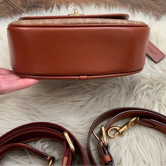 Coach Willow Saddle Bag Signature B4/ Tan Rust - Picture 7 of 16